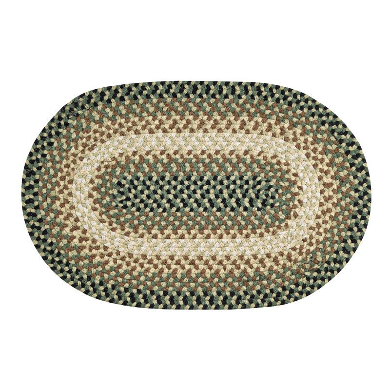 August Grove® Dacey Braided Performance Green/Cream Rug Wayfair